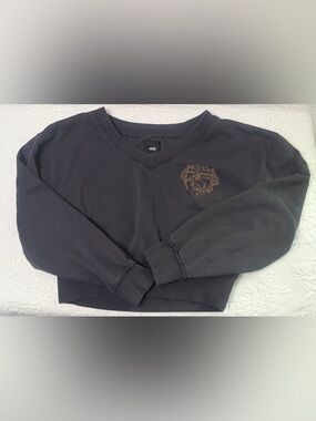 Vans Cropped V-Neck Sweater with Gold Crest
